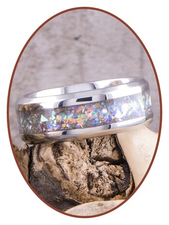 Multi Color Diamond Sparkle - Cremation Ash Ring - TI004-4M2B