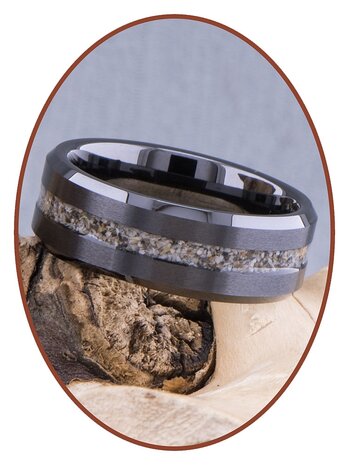 JB Memorials Tungsten Carbide Satin Black Cremation Ring - RB048TB