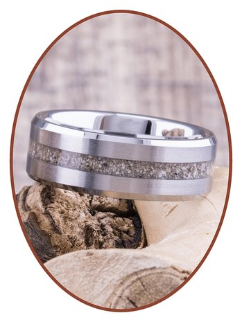 JB Memorials Tungsten Carbide Special Mens Cremation Ash Ring with Satin Finished Front - RB048HT