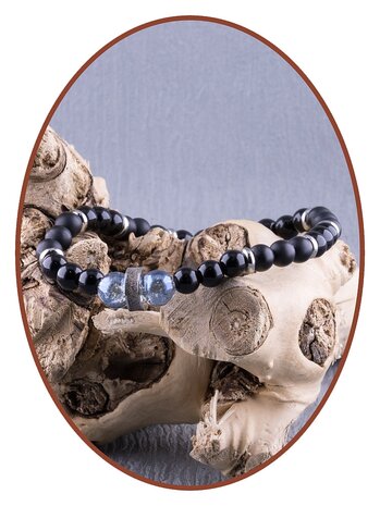 JB Memorials Frosted /polished Agate Cracked Glass Stone Ash Bracelet - KHA027