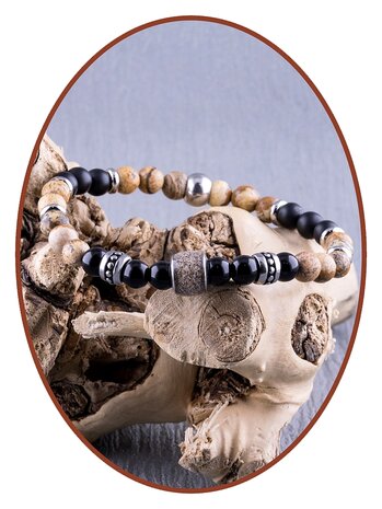 JB Memorials Frosted /polished Agate and Natural Stone Ash Bracelet - KHA028