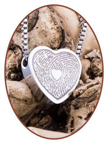 Stainless Steel Exclusive 'Fingerprint' Heart Cremation Pendant - B304VI