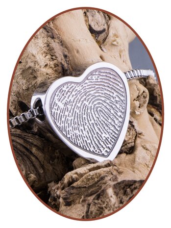 Stainless Steel Exclusive 'Fingerprint' Heart Cremation Pendant - B304VIA