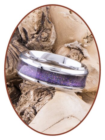 JB Memorials Stainless Steel Unisex Cremation Ash Ring 'Bright Violet'- CRA010