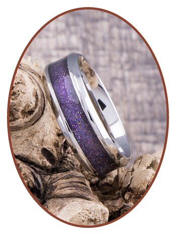 JB Memorials Stainless Steel Unisex Cremation Ash Ring 'Bright Violet'- CRA010