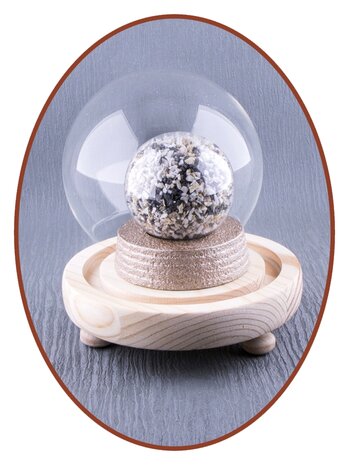 Mini Ash Glass Urn in Glass Bell Jar - HM488