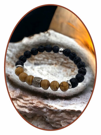 JB Memorials Lava and Natural Stone Ash Bracelet - KHA031