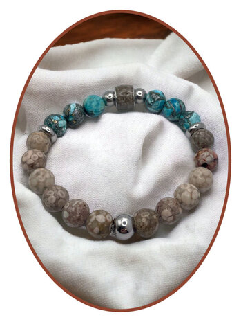 JB Memorials Synt. Turquoise Maifanite Stone Ash Bracelet - KHA032