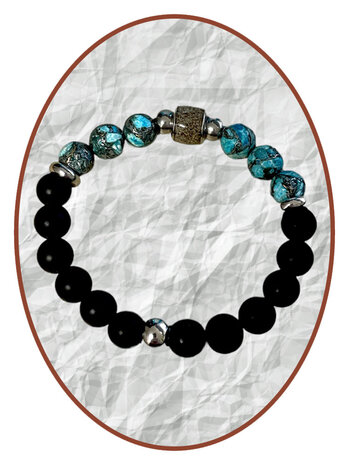 JB Memorials Synt. Turquoise Onyx Stone Ash Bracelet - KHA033