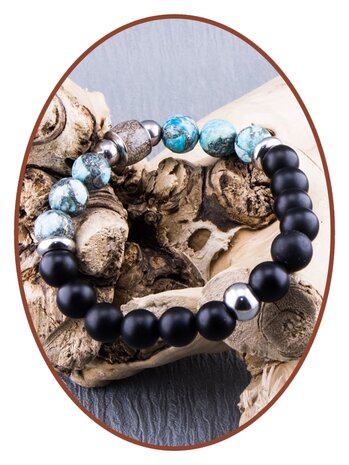 JB Memorials Synt. Turquoise Onyx Stone Ash Bracelet - KHA033