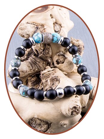 JB Memorials Synt. Turquoise Onyx Stone Ash Bracelet - KHA034