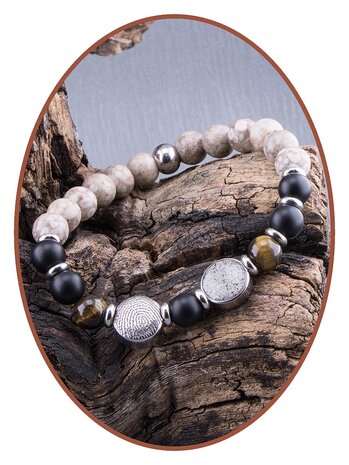 JB Memorials Fingerprint Naturel Stone Ash Bracelet - KHA030