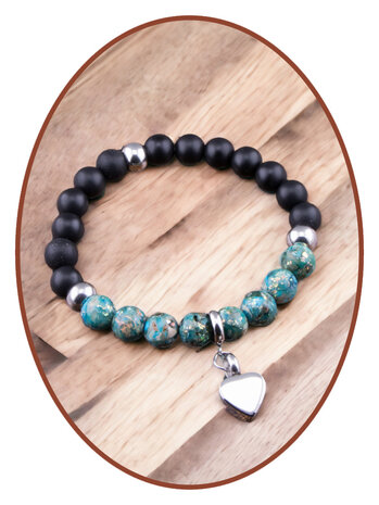 JB Memorials Exclusive Gem Bead - Jasper & Synthetic Opal Memorial Ash Bracelet  KHA039 