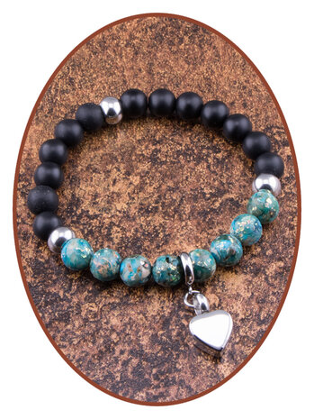 JB Memorials Exclusive Gem Bead - Jasper & Synthetic Opal Memorial Ash Bracelet  KHA039 