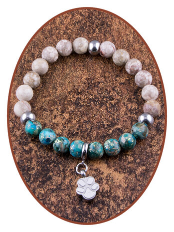 JB Memorials Exclusive Gem Bead - Jasper & Synthetic Opal Memorial Ash Bracelet  KHA039 