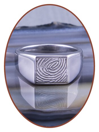 Stainless Steel (Fingerprint) Cremation Signet Ring - ZRA002