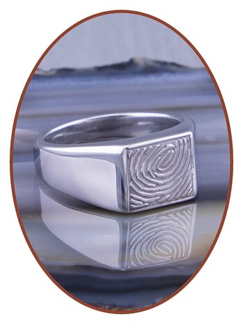 Stainless Steel (Fingerprint) Cremation Signet Ring - ZRA002