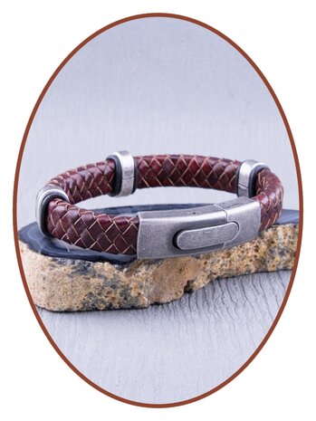 JB Memorials Stainless Steel Vintage Leather Men's Cremation Ash Bracelet - VAS004RETRO1