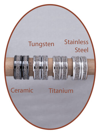 Partly Visible Cremation Ash Ring 6/8mm wide - JCRA006-4M2B