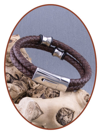 JB Memorials Stainless Steel Leather Cremation Ash Bracelet 14mm - ASB051