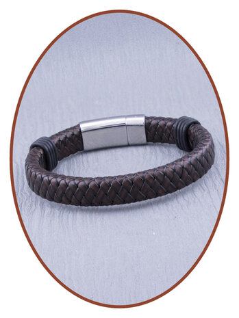 JB Memorials Stainless Steel Leather Cremation Ash Bracelet 14mm - ASB052