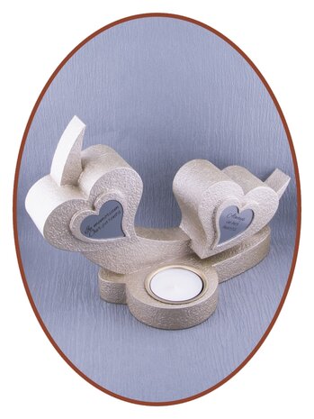 Mini Duo Ash Urn 'Hearts' with tealight holder in Different Colors - HMP625T