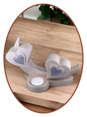 Mini Duo Ash Urn 'Hearts' with tealight holder in Different Colors - HMP625T
