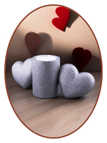 Mini Duo Ash Urn 'Hearts' with tealight holder in Different Colors - HMP676