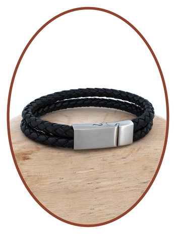 Stainless Steel Vintage Leather Cremation Ash Bracelet - ASB029N