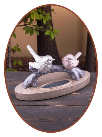 Mini Ash (Duol) Urn 'Birds on a tree trunk'  in Different Colors - HMP691