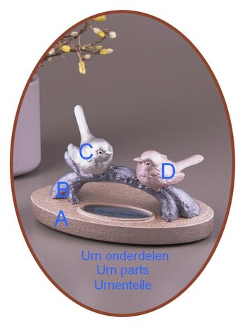 Mini Ash (Duol) Urn 'Birds on a tree trunk'  in Different Colors - HMP691