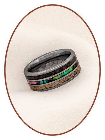JB Memorials Natureline Abalone Shell Tungsten Cremation Ash and Hair Ring - WR007H