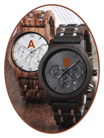 JB Memorials Nature-Line© Wooden Mens Ash Chrono Watch - HORL001