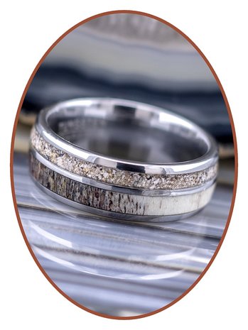 JB Memorials Natureline / Tungsten Cremation Ring with Deer Antler Inlay - WR014