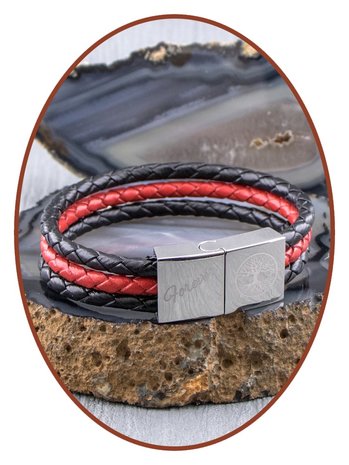 JB Memorials Stainless Steel Leather Ash Bracelet - ZAS014RED