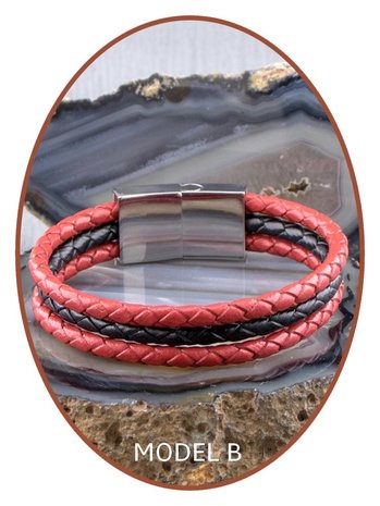 JB Memorials Stainless Steel Leather Ash Bracelet - ZAS014RED