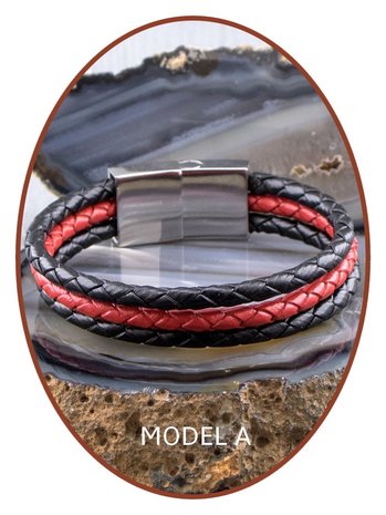 JB Memorials Stainless Steel Leather Ash Bracelet - ZAS014RED