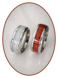JB Memorials Stainless Steel Cremation Ash Ring 'Multi Color Glow' 6 or 8mm wide - CRA017