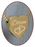Stainless Steel 'Name' Heart Cremation Pendant Gold Plated - G304B