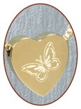 Stainless Steel 'Butterfly' Heart Cremation Pendant Gold Plated - G304E