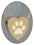 Stainless Steel 'Paw' Heart Pet Cremation Pendant Gold Plated - G304J