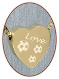 Stainless Steel 'Love-Soccer' Heart Cremation Pendant Gold Plated - G304S
