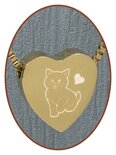 Stainless Steel 'Cat' Heart Cremation Pendant Gold Plated - G304X17