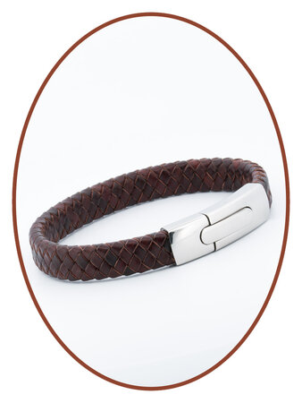 JB Memorials Stainless Steel Vintage Leather Men's Cremation Ash Bracelet - VAS004E