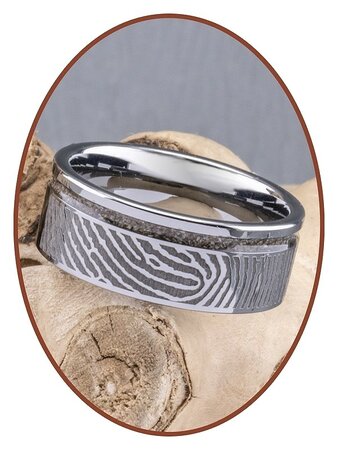 JB Memorials Tungsten Carbide Fingerprint Men Cremation Ring - RB046HV