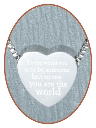 Stainless Steel 'To me you are the world' Heart Cremation Pendant - B304-4