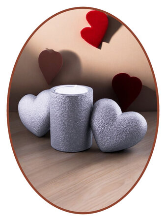 Mini Duo Ash Urn 'Hearts' with tealight holder in Different Colors - HMP676