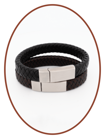 Stainless Steel Vintage Leather Cremation Ash Bracelet 13mm - ASB024L-A