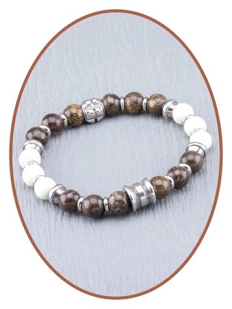 JB Memorials Bronzite White Turquoise Ash Bracelet - KHA010