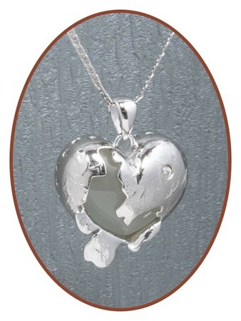 Close2Me© 925 sterling silver 'Broken Heart' cremation pendant - CM011WIT